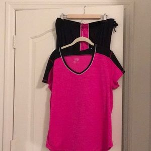 Womenswear: made for life brand  V neck top XL shorts L
